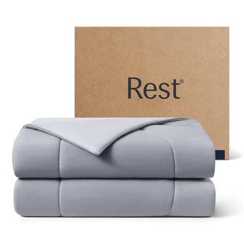 REST Evercool Cooling Comforter, Twin/Twin XL, Blanket for Hot Sleepers, All Season Bedding to Keep Cool for Night Sweats, Breathable Lightweight Blanket, 68"x90" Inches, Cool Gray