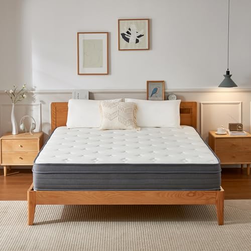 Gojef home Queen Size Mattress, 12 Inch Hybrid Memory Foam Mattress in a Box with Pocket Springs, Medium Firmness, Pressure Relief & Motion Isolation, CertiPUR-US Certified