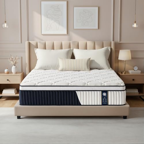 ZOSEMUC Full Hybrid Mattress, 12 Inch Medium Firm Bed in a Box, Independent Pocket Coils, Supportive & Pain Relieving
