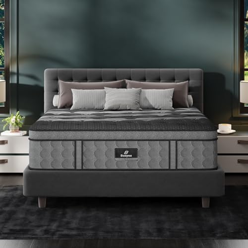 SUAYEA Queen Size Mattresses, 14 Inch Luxury Hybrid Queen Mattress in a Box