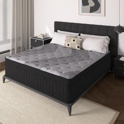 Zhihuvg Queen Size Mattress, 12 Inch Hybrid Mattress in a Box, Medium Firm,Memory Foam and Individual Pocket Springs for Pressure Relief, CertiPUR-US Certified