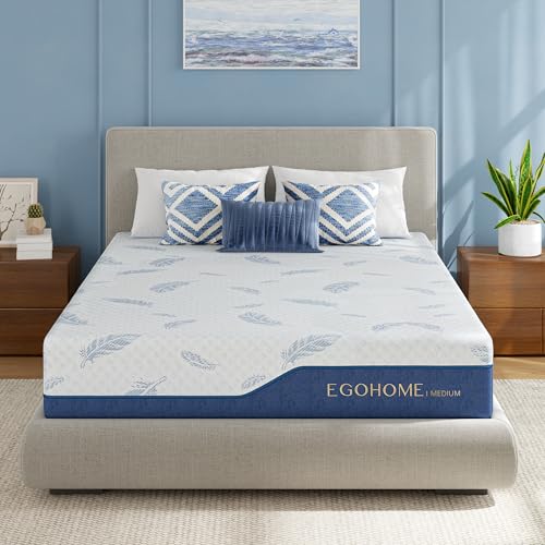 EGOHOME Queen 12" Gel Cooling Memory Foam Mattress Fiberglass Free Medium