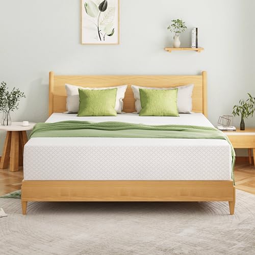 EGOHOME King Size Memory Foam Mattress 12 Inch, Green Tea, Medium Firm