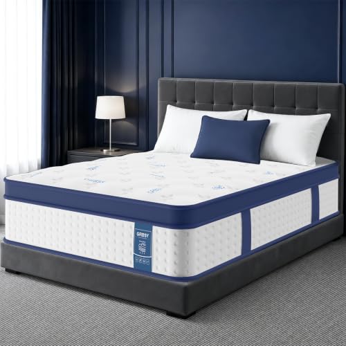14 Inch King Mattress, Upgraded 7-Zone Support Hybrid King Size Mattress In A Box with Cooling Gel Memory Foam & Pocket Coils for Back Pain Relief, 365-Night Trial, Motion Isolation, Medium Firm